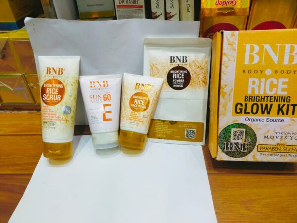 4 in 1 BNB-Rice Whitening And Glowing Facial Kit  Sun Screen +Face Wash+ Scrub+ Mask &amp