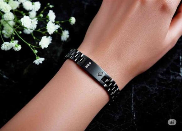 Black Steel Diamond Accent Bracelet - Image 3